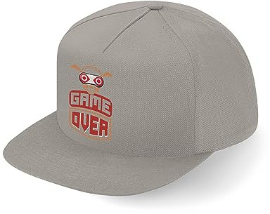 Lauthings Game Over Gaming TV-spel Fullcap Konst Platt Bill Snapback Keps, Grå, one size