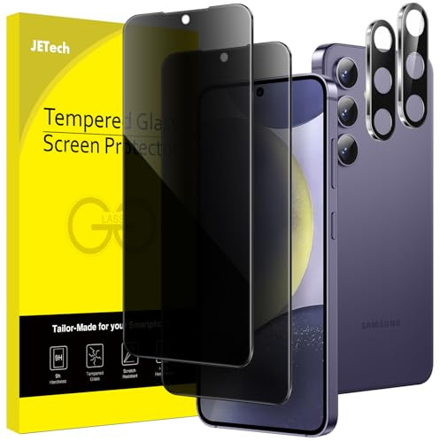 JETech Verre Trempé Anti-Espion pour Samsung Galaxy S24 Plus, Lot de 2+2 | Protection Caméra, 9H Protection D'écran