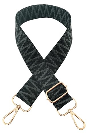 Whakano Verstellbar Schultergurt für Taschen,3,8cm Breit Taschengurt,Längenverstellbarer 75-145cm Schulterriemen,Ersatz Taschenriemen Schultergurt,für Duffel Laptoptasche,Schwarz,Silberne Schnalle