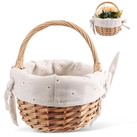 Luntfeiy Handgewebter Weiden-Blumenkorb - natürliche Blumen Dekoration mit Hand Geschenk Korb