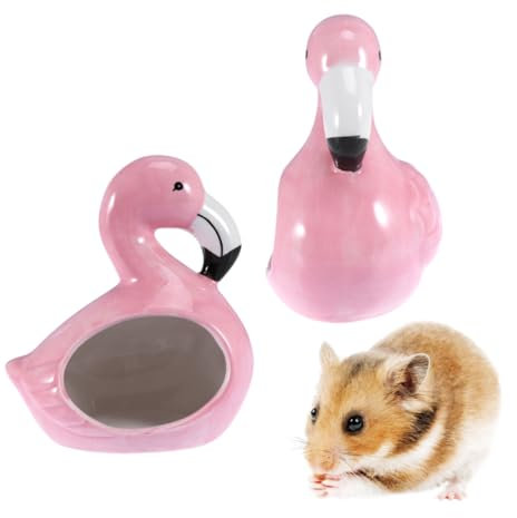 INOOMP Keramik Hamsterhaus Kühlnest Mit Flamingo Motiv Für Hamster Und Kleine Nager Im Käfig Als Sommerhaus Und Schlafplatz