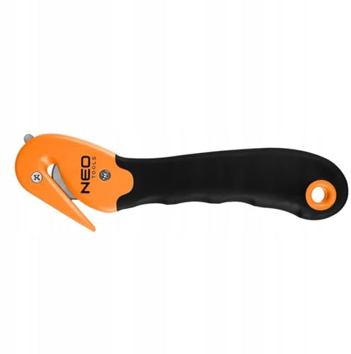 NEO TOOLS Sicherheitsmesser, Verdeckte Klinge, Profi Cuttermesser, Leicht, Professionelle Folienschneider Sicherheitsmesser ideal zum Schneiden jeglicher Verpackungs-Folien, 1 Stück