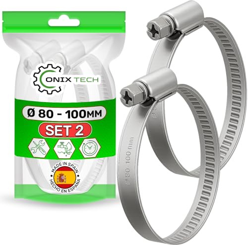 2x Abrazaderas Metalicas para Tubos Ø 80-100 mm - MADE IN SPAIN - ONIX TECH