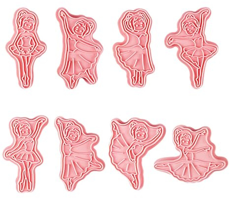 8 Ballet Cookie Cutters, Ballet Dancer Pla Stic Cookie Cutters Stamp for Kids, Cookie Cutter Set Pink Cutters for Baking, Cookie Cutters Shapes for di-y Fondant Pastry Cake Decoration