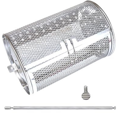 Bodhi2000 Stainless Steel Grill Basket Easy to Clean Grill Basket Stainless Steel Rotating Grill Basket Set for Outdoor Grilling Vegetables Fish Bbq Kit XL