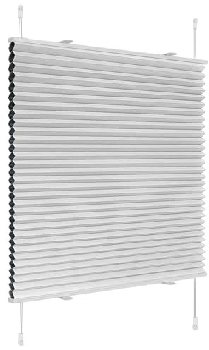 Deswell Plissee Verdunklung Klemmfix Wabenplissee B45 x H130 cm Hellgrau Thermoplissee ohne Bohren Faltrollo für Fenster & Tür, 100% Blickdicht, Sicht- & Schallschutz Wärmehaltung Verdunklungsplissee