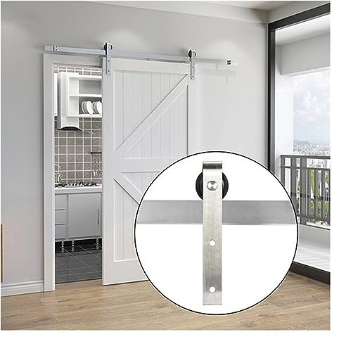 JOXLOVER Barn Door Hardware Kit, 6.6FT Stainless Steel Sliding Door Hardware, Wood Barn Door Hardware Kit, J-Shaped Roller Hanging System For Single Door Smooth and Quiet