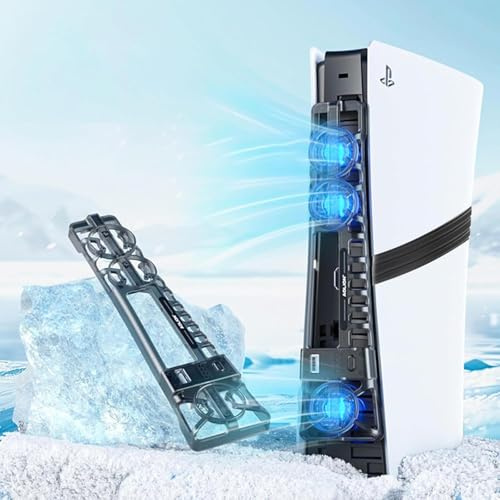 Cooling Fan for PS5 Slim/PS5 Pro,AriKroii PS5 Slim Fan with Auto Speed,Quiet Cooler Fan with Auto Temperature Control for PS5 Slim/PS5 Pro,PS5 Pro cooling fan with extra USB port and LED