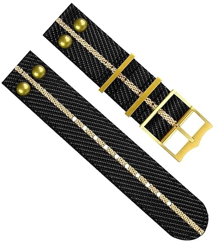 dongriuk 22 mm Nylon-Canvas-Armband für Tudor-Stoffarmband, Nietenarmband(A30 gold buckle)