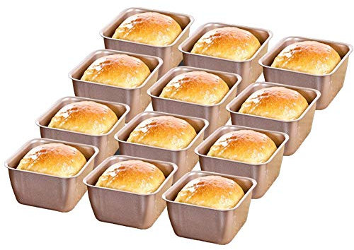 CANDeal Mini Moules À Gâteaux Antiadhésifs, Mini Moules À Pain Carrés De 3 Pouces, Moules À Brownie Individuels En Acier Au Carbone, Moules À Brownie Carrés Pour Cupcakes Pour La Cuisson Au Four (12)