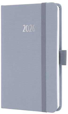 SIGEL J6406 Wochenkalender 2026 A6 zart lila, Hardcover mit Textileinband, Gummiband, Stiftschlaufe, Einstecktasche, 174 Seiten, vegan, Buchkalender, Terminplaner Taschenkalender Jolie