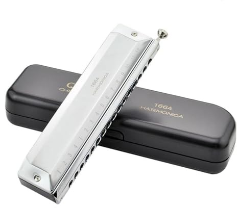 Erwachsene Mundharmonika Chromatische Mundharmonika 16 Löcher professionelle Mundharmonika(Silver)