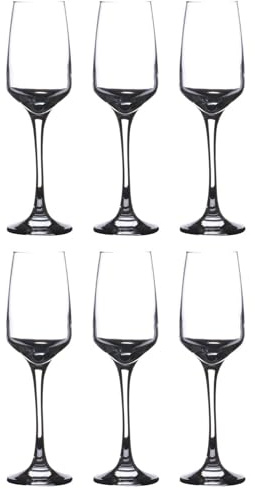 Darthome Set of 6 Stemmed Glass Champagne Flutes 210ml Sparkling Wine Glasses Prosecco