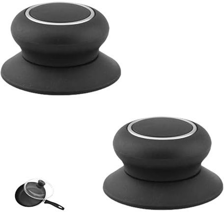 2 Stück Topfdeckelgriff Schwarz mit Schrauben,Ersatzteile für Deckel,Topfdeckel Griff,Universal Ersatzgriff Knopf für Kochtopf Deckel Knauf,Pfannendeckel & AMC Töpfe,Hitzebeständiger Deckelknauf