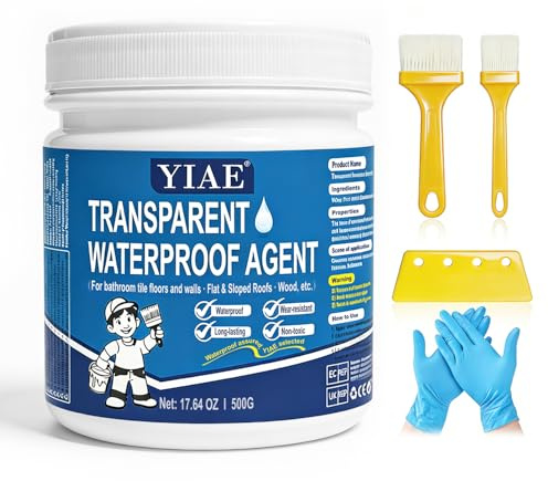 YIAE - Revestimiento impermeable transparente de 500 g, emulsión de sellador impermeable transparente, sellador impermeable para baño, paredes, azulejos, techo