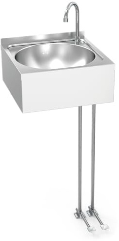 Stainless Steel Hand Washbasin Normal with 2 Pedals 450x450x215 mm