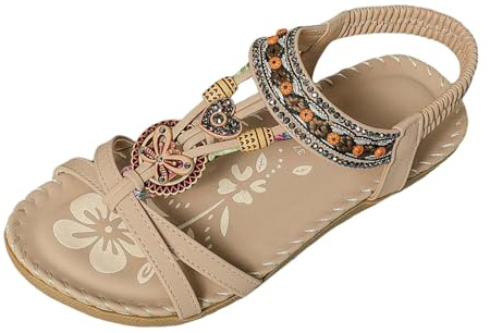 2026 sandali da donna estivi eleganti separatori per dita dei piedi scarpe comode piatte ortopediche con plantare traspirante slingback per vacanze al mare tempo libero, Beige, 40.5 EU