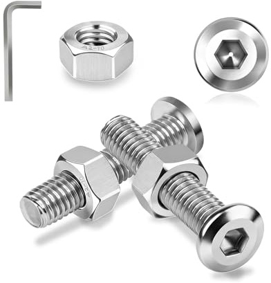 Ezitruz 30 Sätze Schrauben Edelstahl M6x30 mm Flachkopfschrauben Innensechskantschrauben und Muttern Set Linsenkopfschrauben A2 V2A Vollgewinde Sechskantschrauben mit Muttern für DIY Möbelschrauben