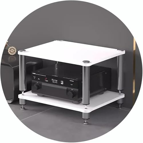 IEOWY 2-stufiges HiFi-Rack AV-Regal HiFi-Ständer Plattenspielerständer Geräteschrank Audio-Rack mit stoßdämpfenden Füßen Audio-Video-Komponenten (Farbe: Weiß)
