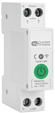 PintoHardware Disyuntor WiFi Inteligente 63A 1P, DIY Interruptor, Compatible con Alexa, Google Home, Tuya, Monitoreo Tiempo Real kWh/Voltaje/Corriente, Temporizador, Protección de Voltaje, DIN Rail