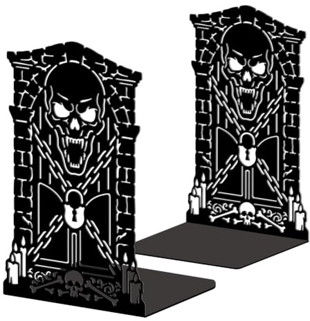 Peacoblue Buchstützen Metall,Gothic Höllentor Buchstütze Dekorativ | 1 Paar 5.3x4.3x7.9 schwere Gusseisen Buchhalter, Stabile Buchstopper für Bücherregal, Schreibtisch, Büro und Wohnraum