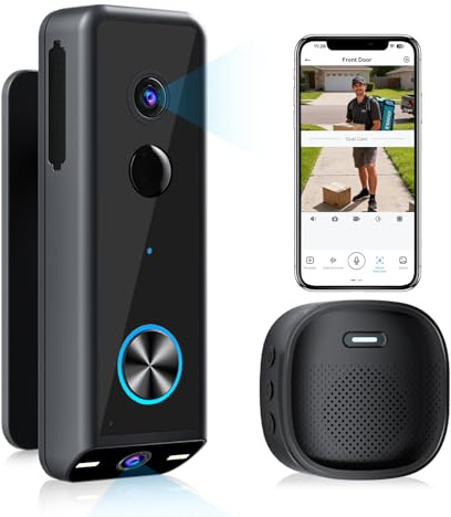 KAMEP Video Doorbell Wireless Dual Camera, 2K HD Security