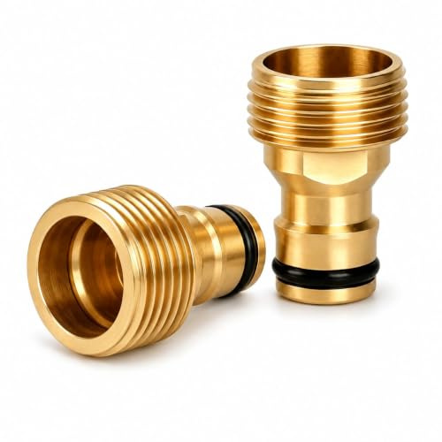3/4 Inch Male Hose Tap Connector - 2 Pack Brass BSP Threaded Adapter | Leak Resistant Seal, Corrosion Resistant Brass, Standard BSP Thread, Garden & Home Use, Fits Watering Accessories