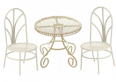 Set tavolo e sedie in miniatura 3 pezzi di mobili per casa delle bambole in ferro per l'arredamento del giardino delle fate