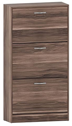 Vida Designs 3 lådor skoskåp skåp skoförvaring arrangör dra ner möbler enhet (valnöt)