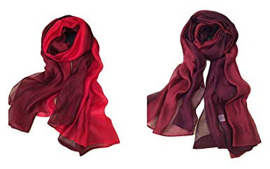 UK_Stone Damen Elegant Unifarben Farbverlauf Schal Halstuch Gross Glitzer Abendkleid Stola (Zwei Stücke, Rot und Weinrot)