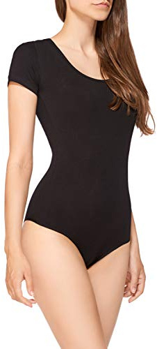 BALI Lingerie - Damen Kurzarm Body mit U-Neck - 320 (L, Schwarz)