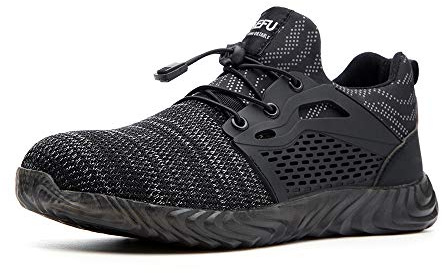Arbetsskor för män och kvinnor, sneakers, säkerhetsskor, stålhätta, sneakers med skydd, sportiga, nät, lätta vandringsskor, svart, blå, grå, grön, rosa, EU35 - EU48, C grå, 44 EU