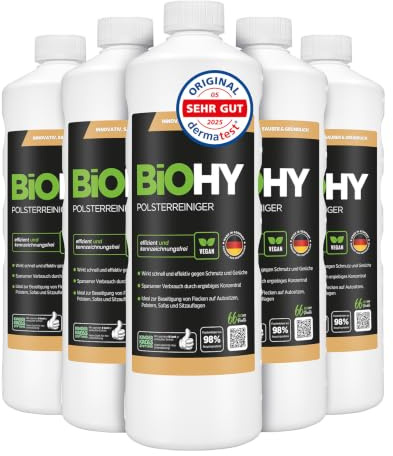 BiOHY Nettoyant spécial pour Meubles rembourrés (6 x 1l Bouteille) | Idéal pour Les sièges d'auto, canapés, Matelas, aspirateur à eau (Polsterreiniger)