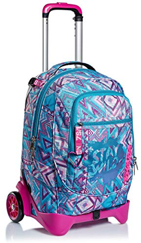 Seven Sac à Dos à Roulettes, Jack-2Wd Wild Feeling, Sac à Livres à Roulettes, 3 En 1, Sac à Dos Détachable + Trolley, pour L'École, le Sport, Pochette pour Ordinateur Portable, Multicolore