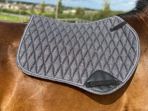 Equipride Gp Schabracke Schimmer mit passendem Fliegenschleier, glitzernder Stoff, Grau (Full/Cob)