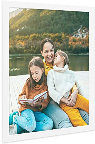 PHOTOLINI Bilderrahmen 40x50 Holz MDF Weiß, breiter Bilderrahmen 50x40 weiß mit bruchsicherem Acrylglas, Rahmen 40x50 zum Aufhängen & Zubehör - Picture Frames für Ihre stilvolle Wanddekoration