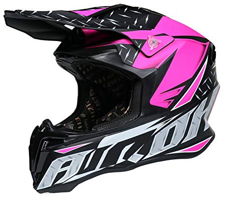 Woljay Casque Hors Route Dual Sport Casques de Motocross de Rue saleté vélo Descente extrême VTT avec Cadeau - Lunettes (A+Rose, XL)