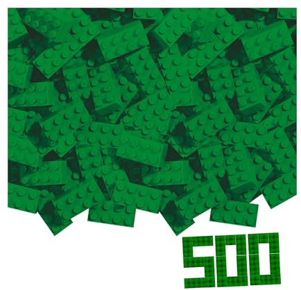 Blox - 500 Bloques de construcción Verdes para niños a Partir de 3 años, 8 Unidades, en Caja de cartón,, Totalmente Compatible con Muchos Otros Fabricantes.