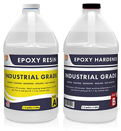Epoxiharts-set, industriell kvalitet, lätt att använda, superstarkt, glänsande, klart, vattenavvisande, för limning, försegling, gjutning, beläggning, fyllning, limning – (1/2 gallon + 1/2 gallon)