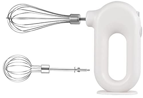 YARUMD FOOD Eléctrica Batidora De Varilla,Con Cabeza De Mezcla De Alimentos Portátiles Inalámbricos Recargables USB, Para Huevo Batidor, Pastel, Hornear Y Cocinar (Rosa),Blanco