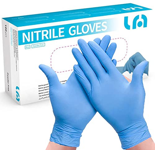Lyncmed Pack De 100 Gants Jetables En Nitrile Bleu Avec Finition ExtéRieure MicrosoudéE, Non PoudréS, Sans Latex, Jetables AdaptéS Au Contact Alimentaire, EsthéTique Et Tous Secteurs (XL 100 PièCes)