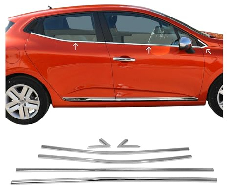OMAC Fensterleisten Zierleisten kompatibel mit Renault Clio 2019-2025 Edelstahl Chrom 8tlg