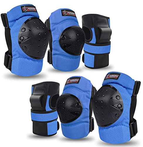 Adult & Kids Knee Pads Elbow Pads Wrist Guards Protective Gear Set for Skateboarding, Skating, Inline Skating, Roller Skating, Scooter, BMX Biking Cycling and Outdoor Extreme Multi-Sports