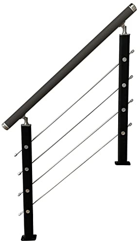 MLYY Geländer Außen/Innen Treppengeländer Edelstahl Schwarzes Geländer-Set für den Innenbereich für Treppen/Decks/Hotels – Moderne, strapazierfähige Metallstufen-Handläufe, 90 cm/110 cm/160 cm lang