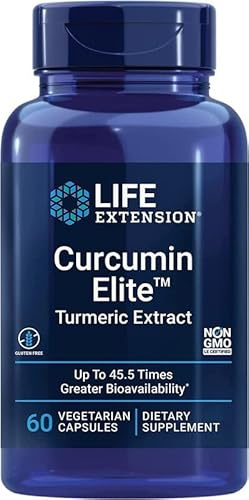 Life Extension, Curcumin Elite, 60 vegane Kapseln, 200mg Kurkuma je Dosis, Glutenfrei, Sojafrei, GMO frei, Geschmacksneutral