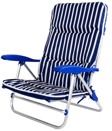 CREVICOSTA QUALITY MARK MARCAS DE CALIDAD - Clima 2108 con COJÍN CUBRIDOR - Silla de Playa Plegable Acolchada con reposabrazos y 9 Posiciones.