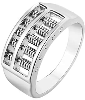 Aotiwe Ringe für Herren, Freundschaftsringe Beste Freundin Silberner Abakusring Breite 9mm Edelstahl Größe 57 (18.1)