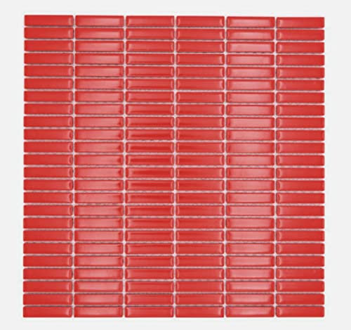 Keramik Mosaik Stäbchen Retro 50er 60er Jahre Riemchen rot glänzend Wand Fliesenspiegel Küche Dusche