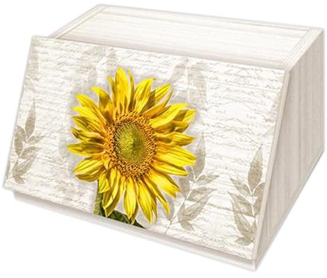 Lupia - Portapane White GIRASOLE in Legno, Shabby, Contenitore Cibo Secco, Conserva Freschezza Pane, Apertura Frontale, Aerato con Finestrella, 30x40x20 cm, Made in Italy