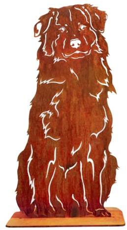 Terma Stahldesign Rost Hund Australian Shepherd 75 cm lebensgroß Metall Gartenfigur Handmade Germany wetterfest Gartendeko Tierfigur Grabdeko Geschenk